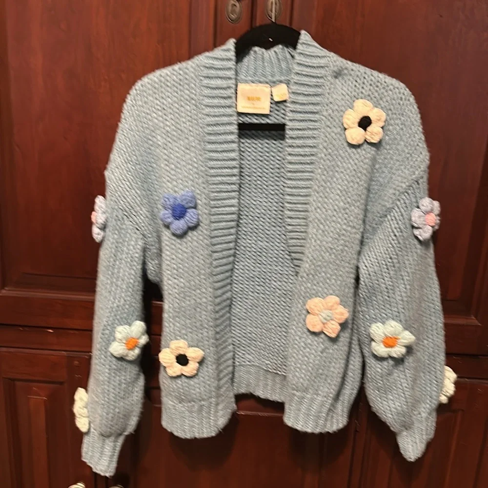Anthropologie 3D flower cardigan. One size - Picture 2 of 5